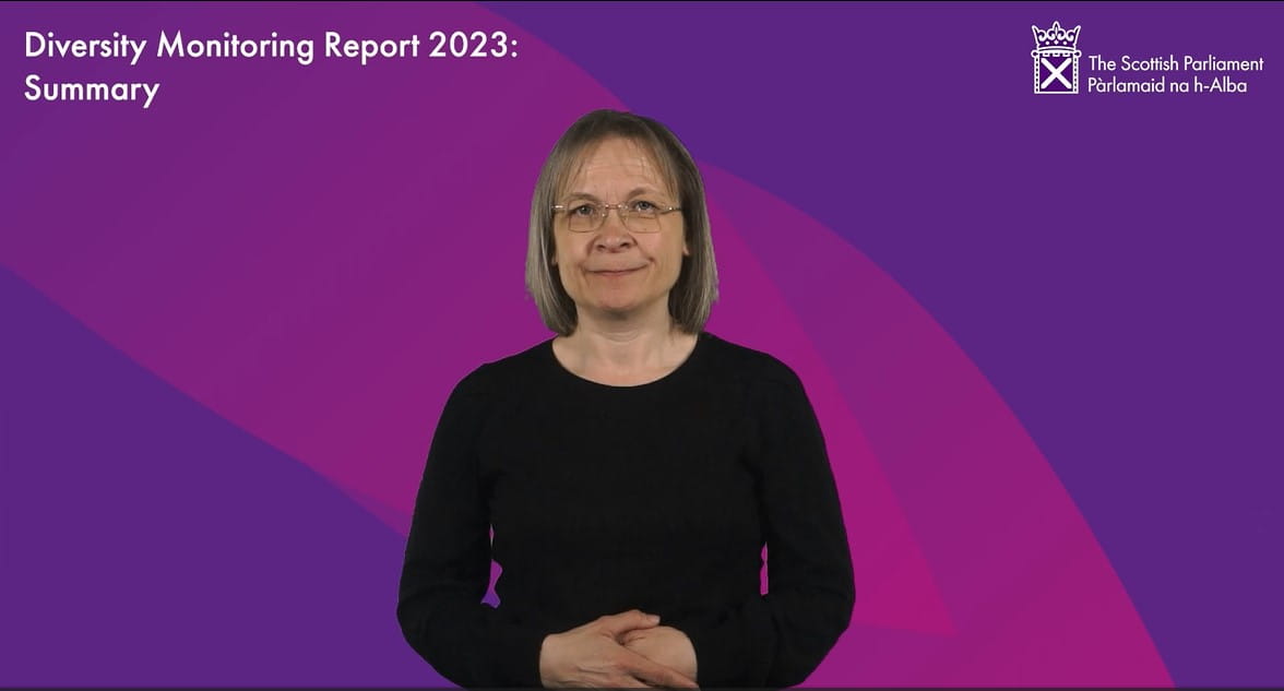 BSL Interpreter for the Diversity and Pay Gap Monitoring Report 2022/23 BSL Summary Video
